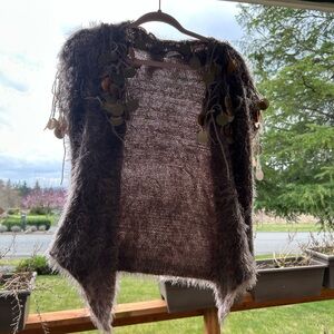 Brown Fuzzy Vest with large sequins